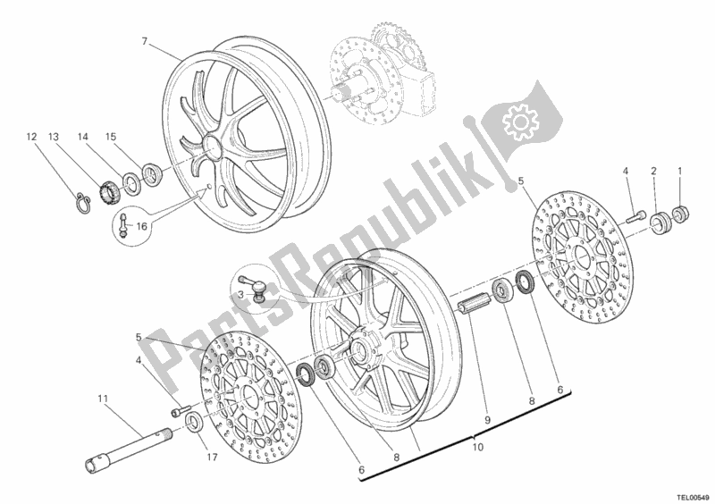 All parts for the Wheels of the Ducati Hypermotard 1100 EVO USA 2012